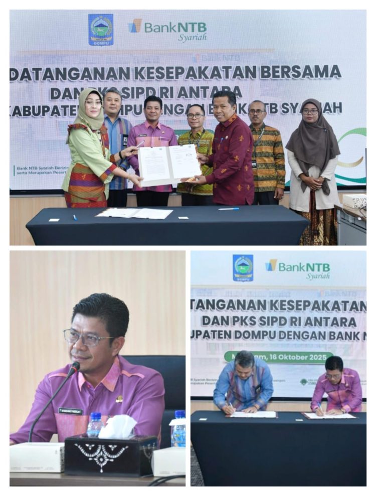 Bupati Dompu Teken MOU SP2D Online Dengan Bank NTB Syariah