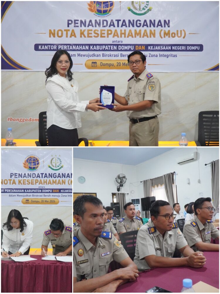 Dukung Wilayah Bebas Korupsi BPN Dompu Bersama Kejari Tandatangan Nota Kesepahaman